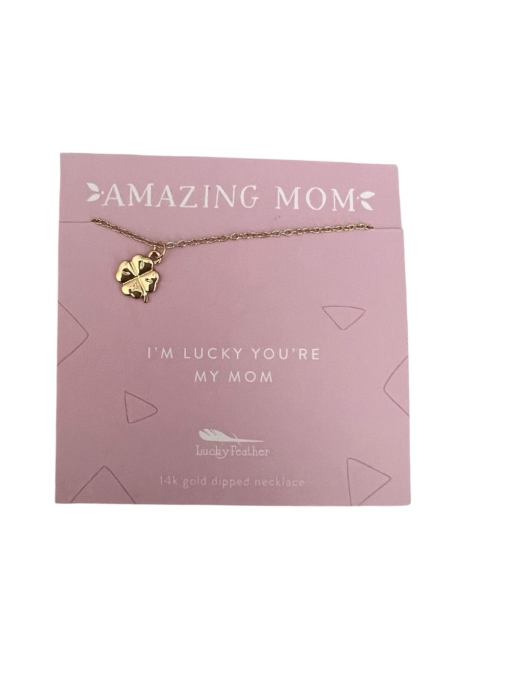 Tiny Gold Clover “I’m lucky you’re my mom” Necklace - Picture 3 of 6